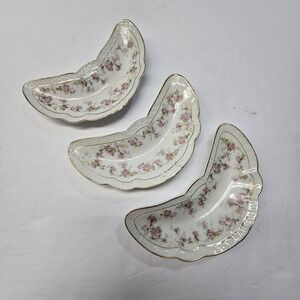 Vintage Z.S. & Co. Zeh Scherzer & Co  Bavarian Curved Bone Dishes Set 3 Floral